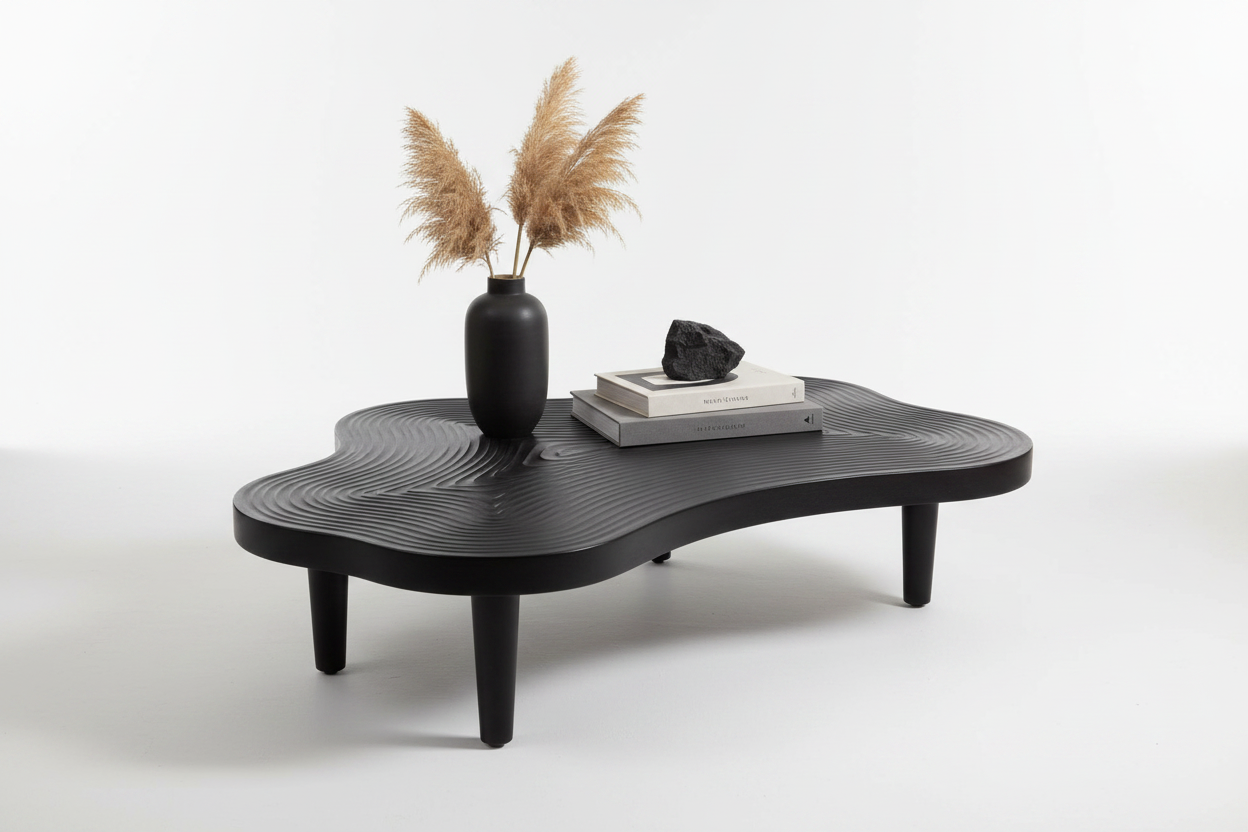 Strata Freeform Coffee Table styled with accessories