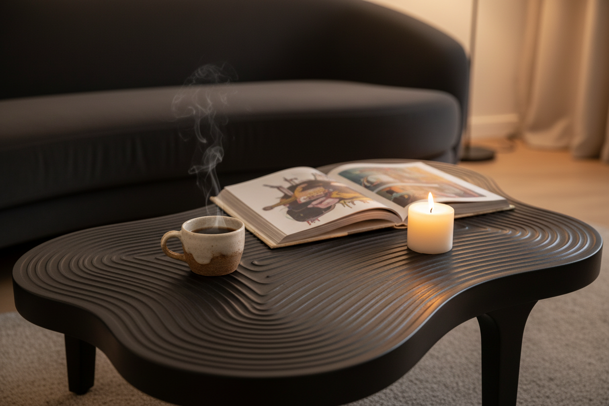 Strata Freeform Coffee Table close-up lifestyle shot