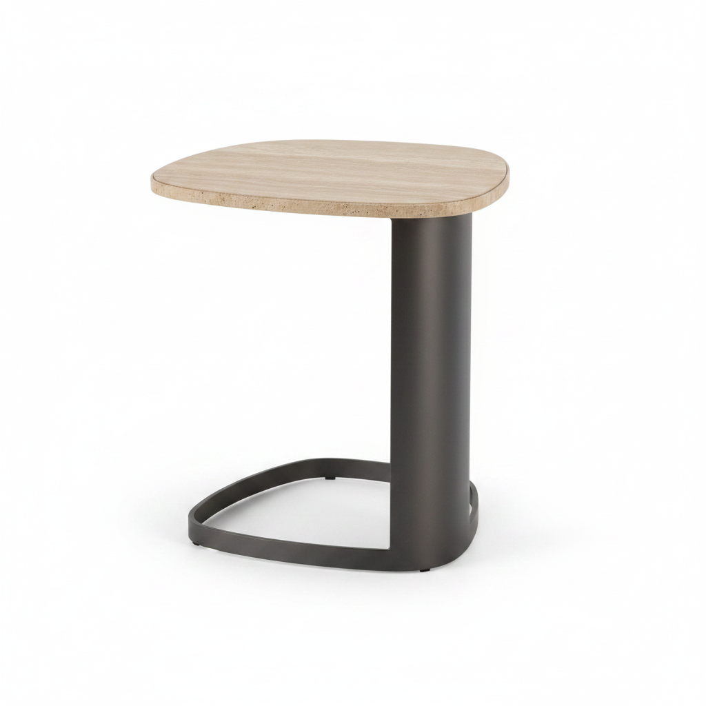 Canto Side Table graphite grey back view, white background