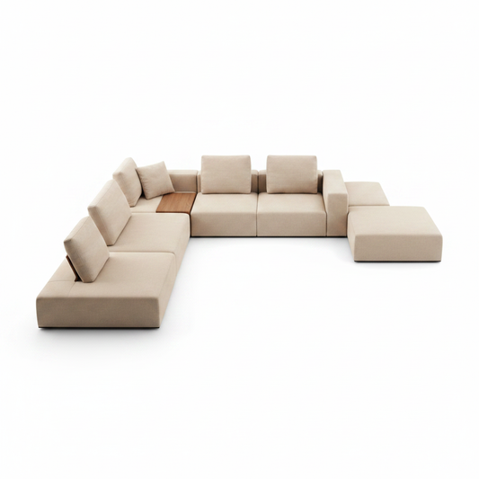 Plano modular sofa system — top view, Configuration B