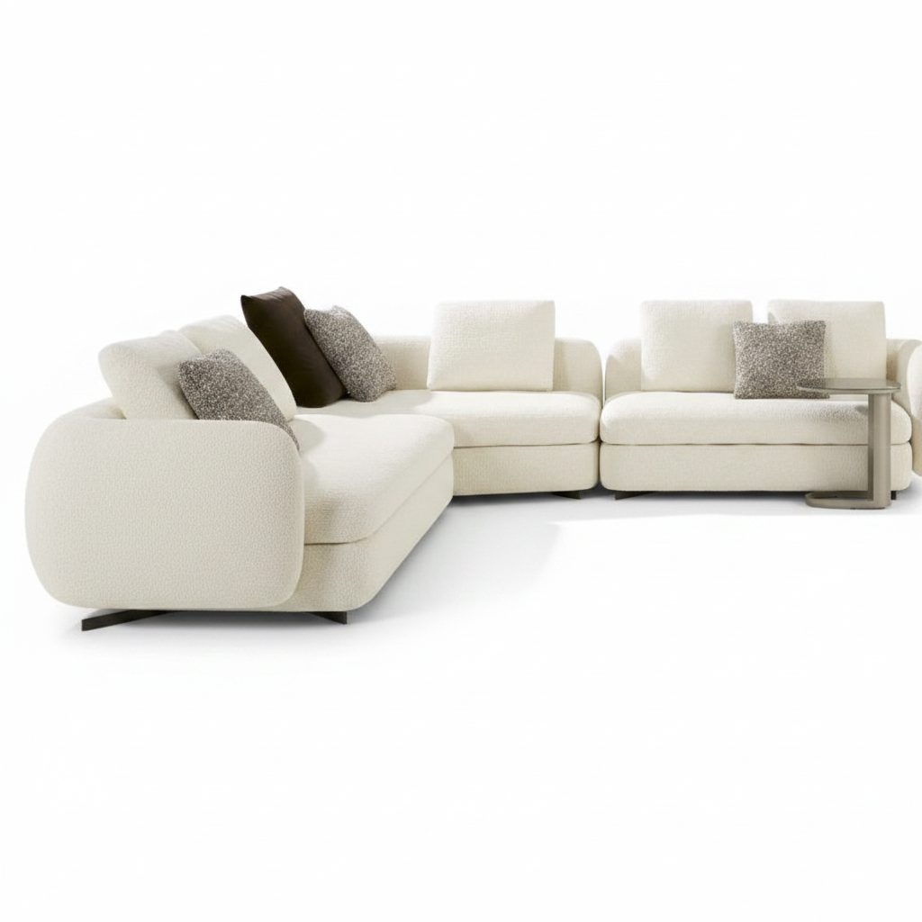 Tondo U-shape modular sectional sofa — side profile showing rounded barrel arm