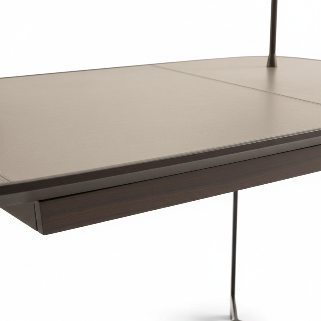 Close-up of Ovale dressing table oval edge and bronze frame detail