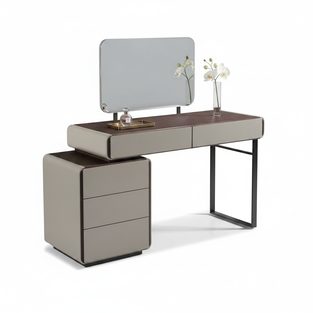 Corda dressing table styled with perfume and orchid accessories