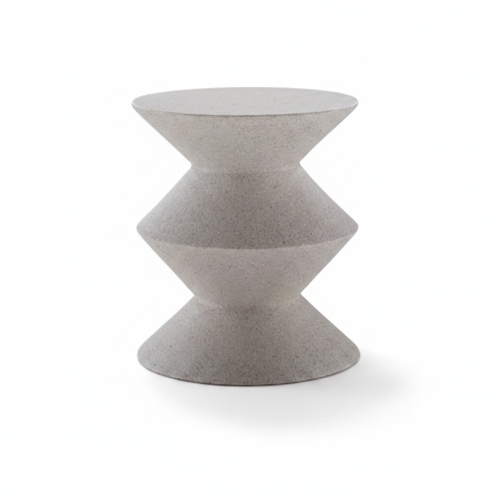 Zeta Stool top view showing circular concrete top surface, white background