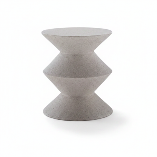 Zeta Stool top view showing circular concrete top surface, white background