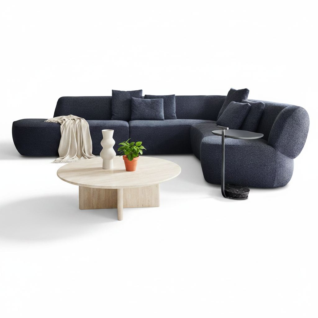 Orbis L-shape modular sectional sofa — styled with accessories