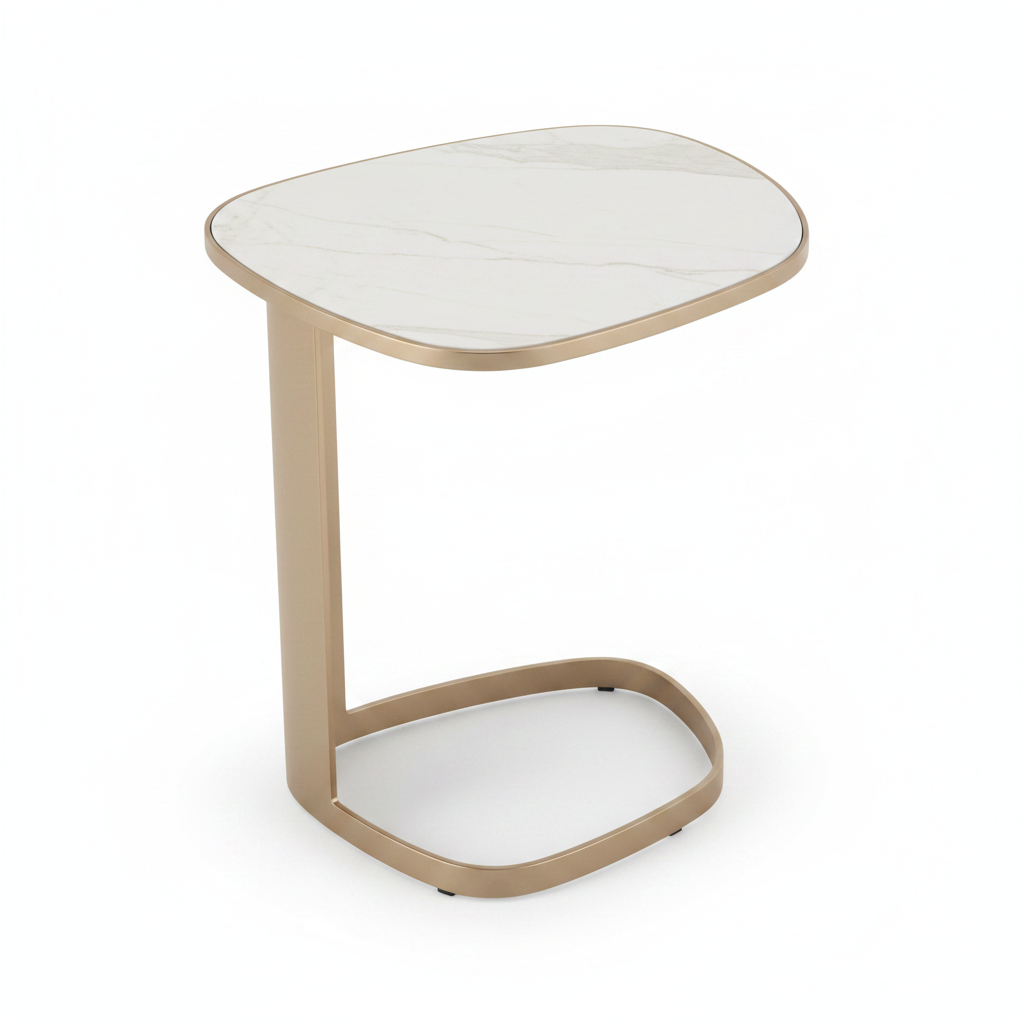 Canto Side Table champagne gold top view, white background