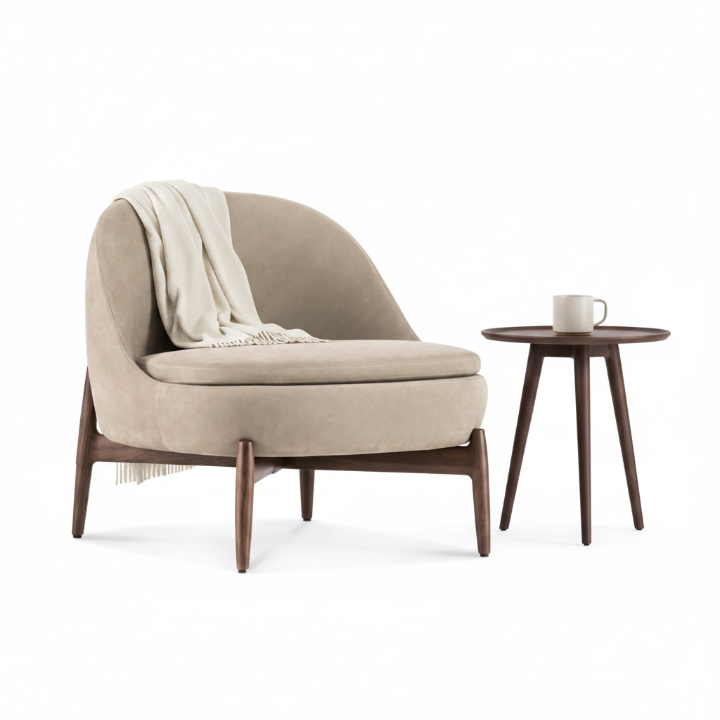 Solen Lounge Chair — styled with accessories