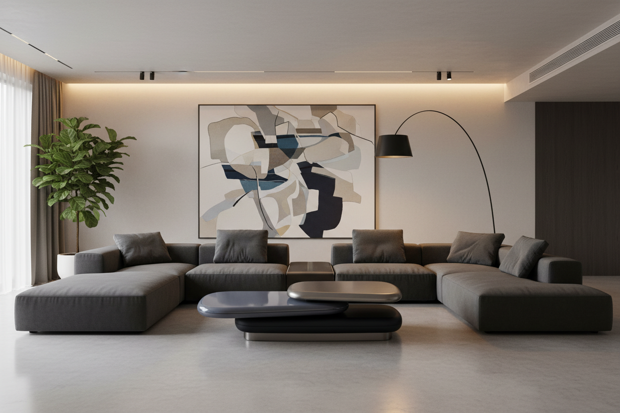Stratō Dual-Layer Pill Coffee Table in luxury living room