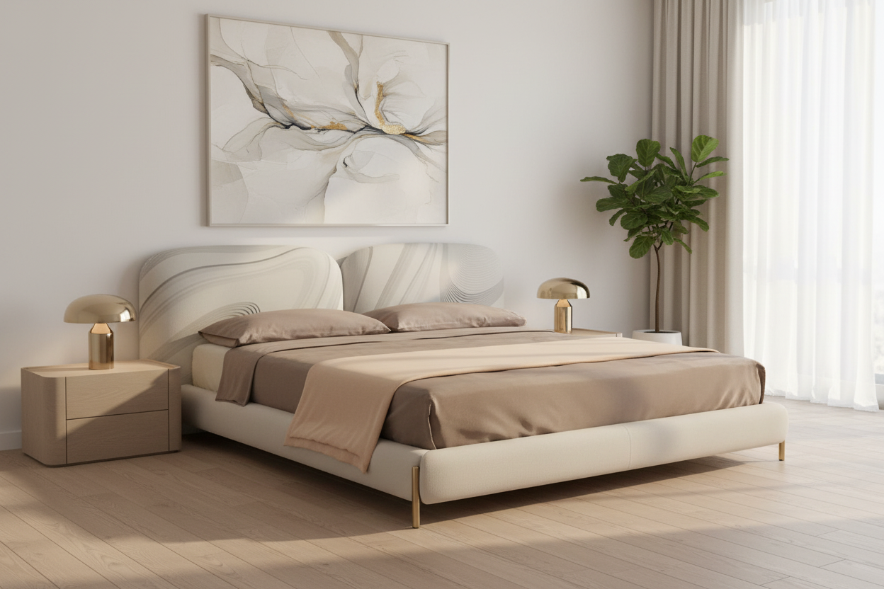 Vela king bed — luxury master bedroom interior lifestyle