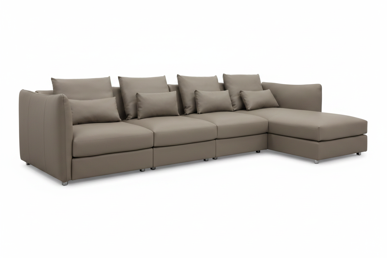 Mocha L-Shape Sectional Sofa front three-quarter view