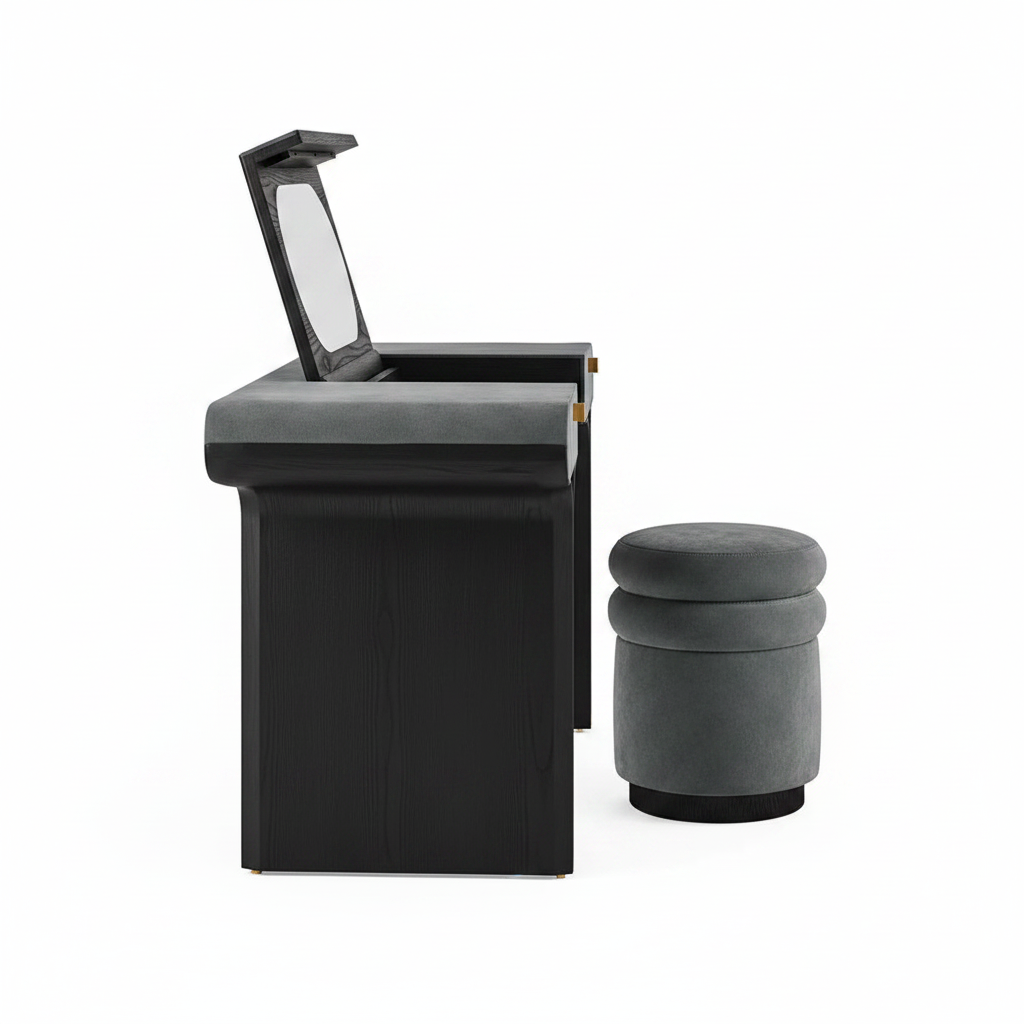 Side profile view of Obsidian dressing table