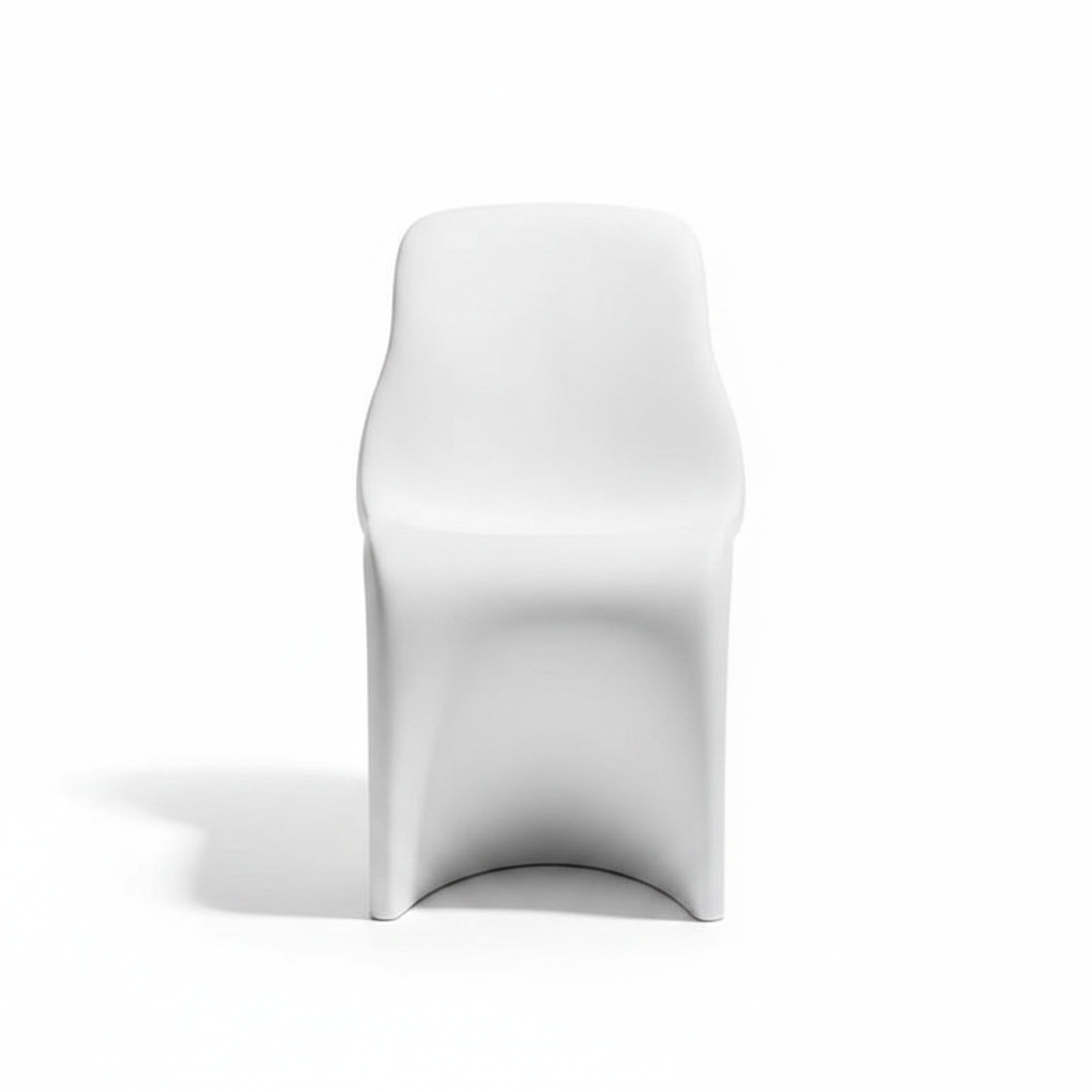 Front-facing studio shot of the Forma Sculptural Accent Chair in matte white