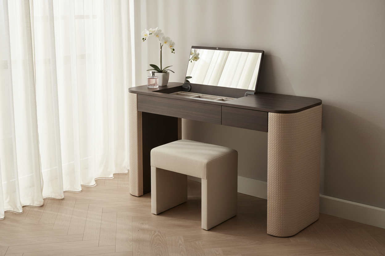 Volta dressing table in a modern luxury bedroom