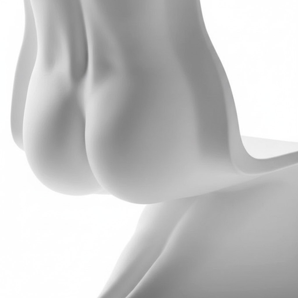 Close-up of the matte white surface and organic curved contours of the Forma Sculptural Accent Chair