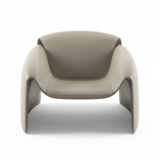 Voluta Lounge Chair — top view, taupe grey leather