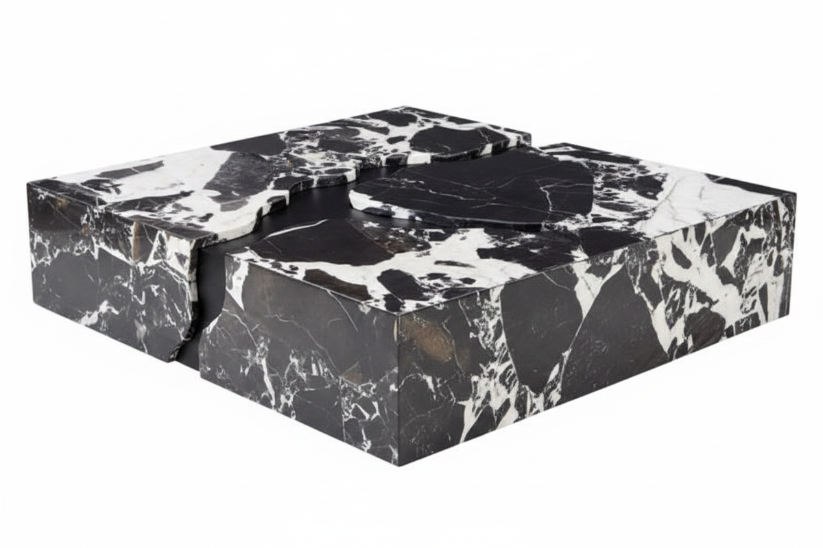 Quarum Four-Block Marble Coffee Table side view