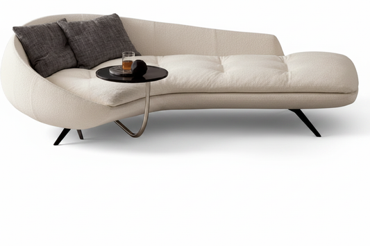 Cove Curved Sofa with Side Table — front 3/4 view