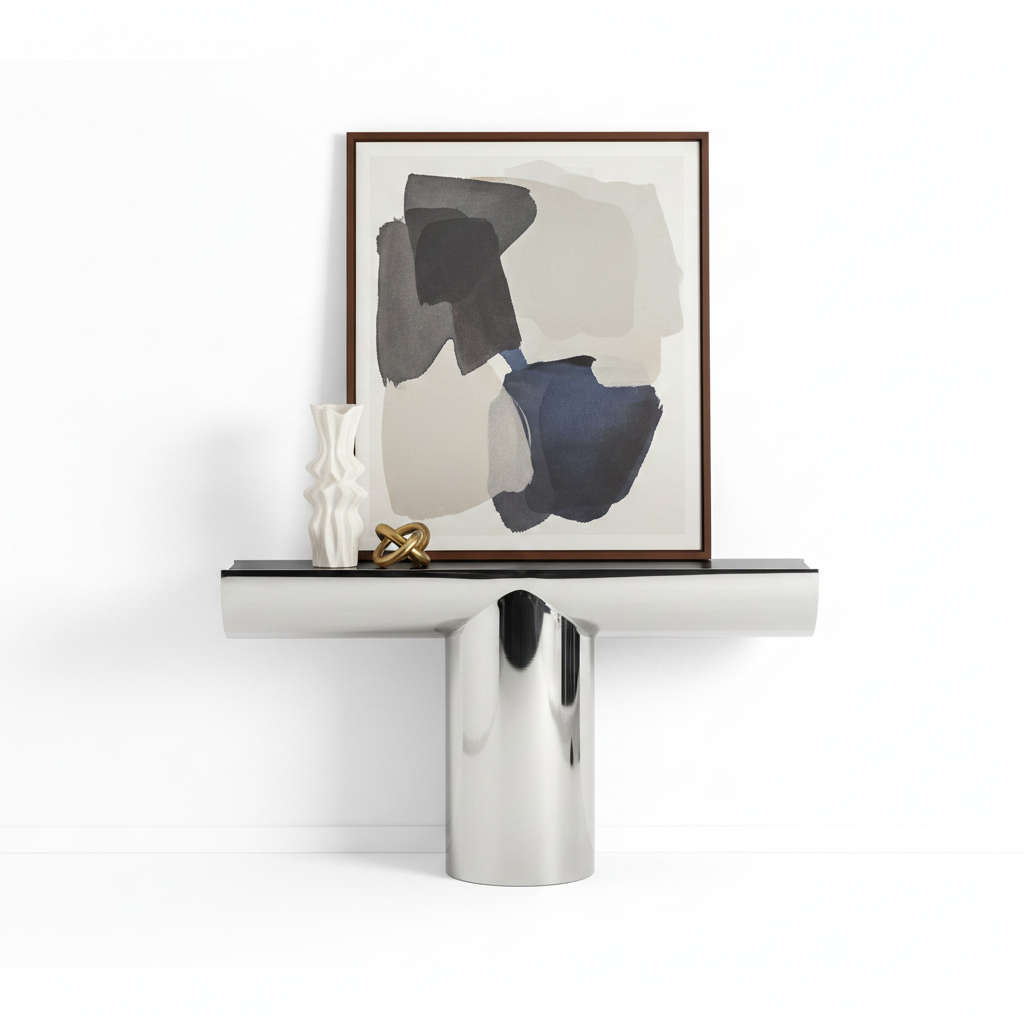 Luno Console Table — styled with accessories