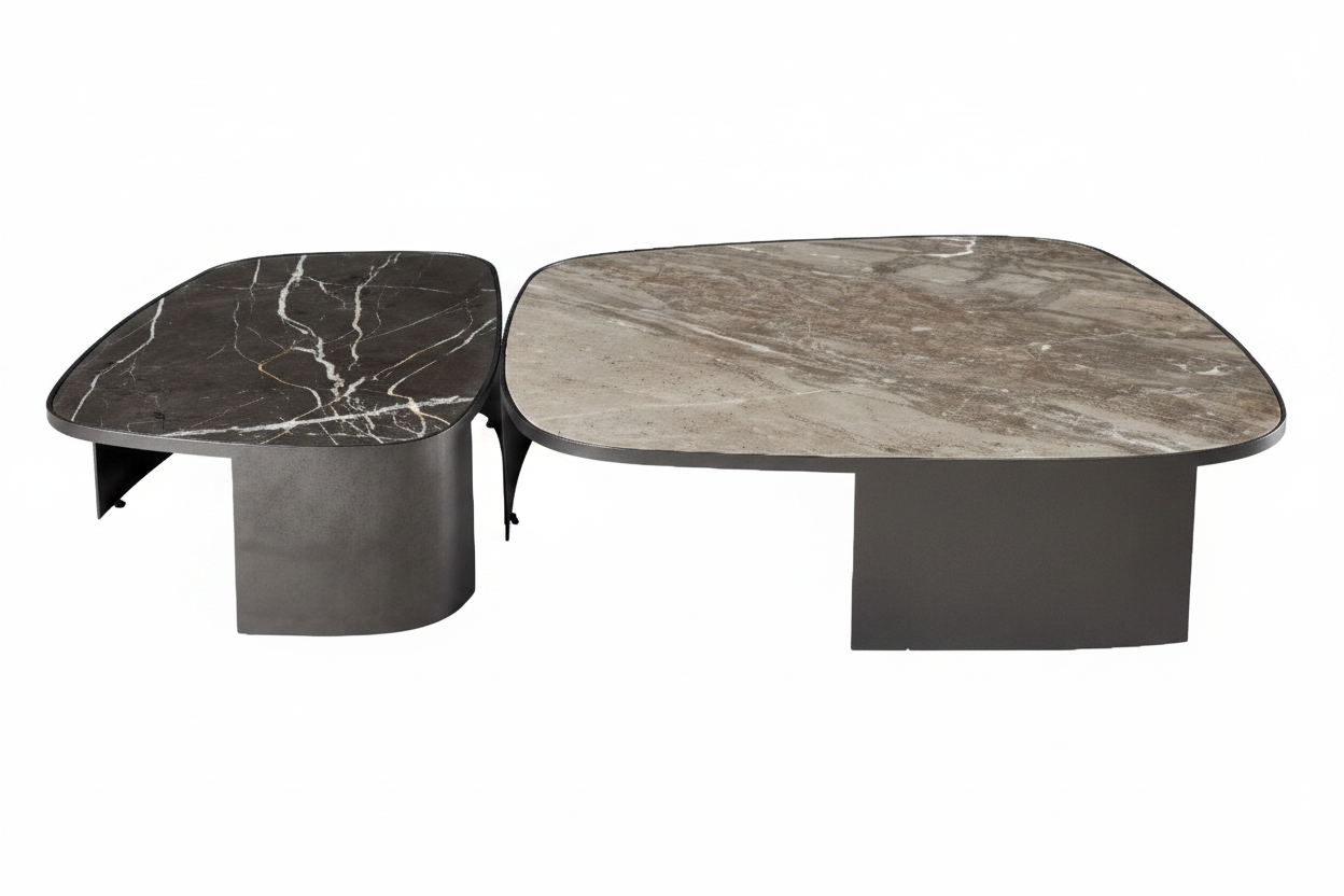 Duetto Nesting Marble Coffee Table Set back view