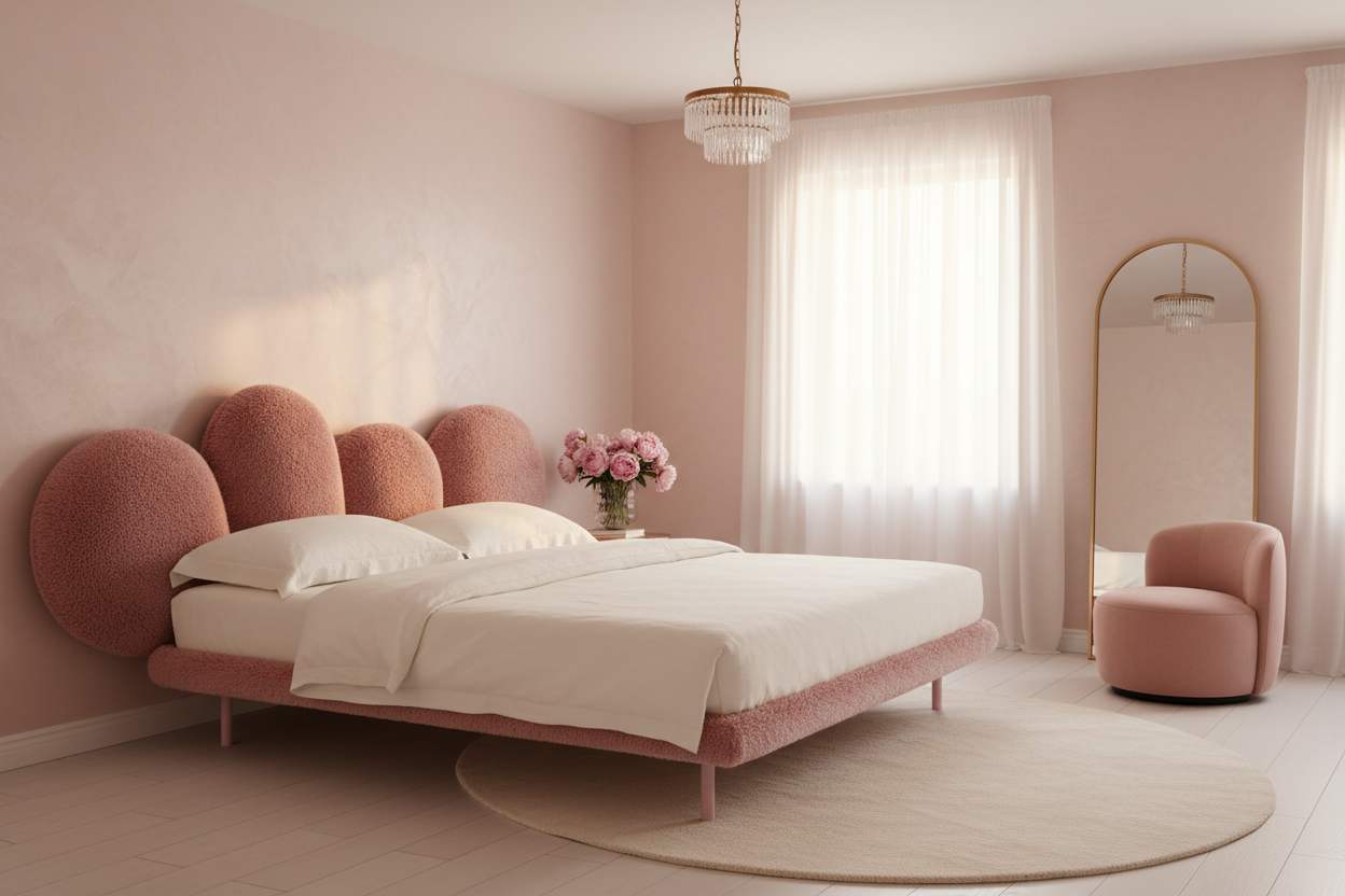 Nuage king bed — dreamy feminine luxury bedroom interior lifestyle