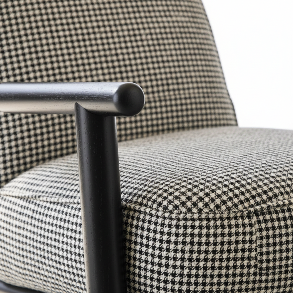 Grido Accent Chair & Ottoman — houndstooth fabric detail close-up