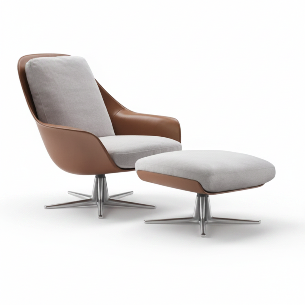 Calla Swivel Lounge Chair & Ottoman — side profile