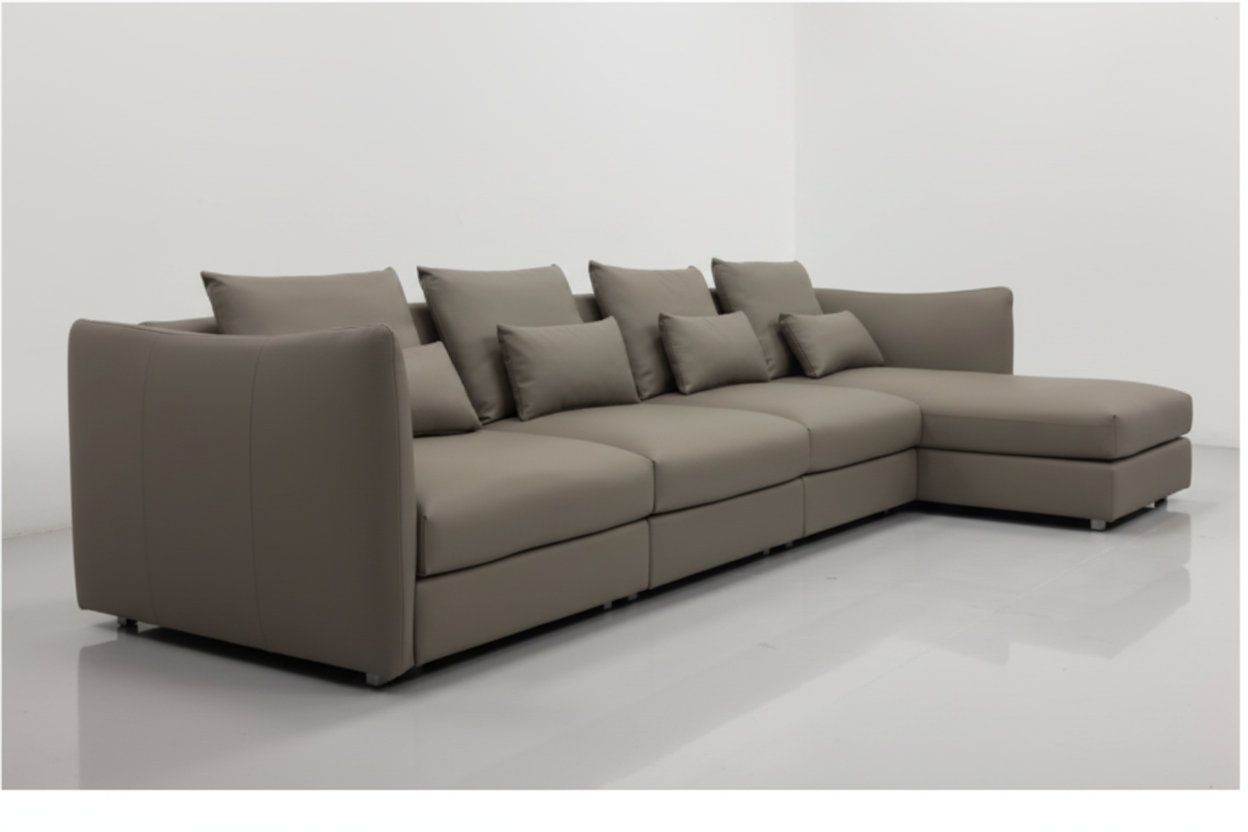 Mocha L-Shape Sectional Sofa back view