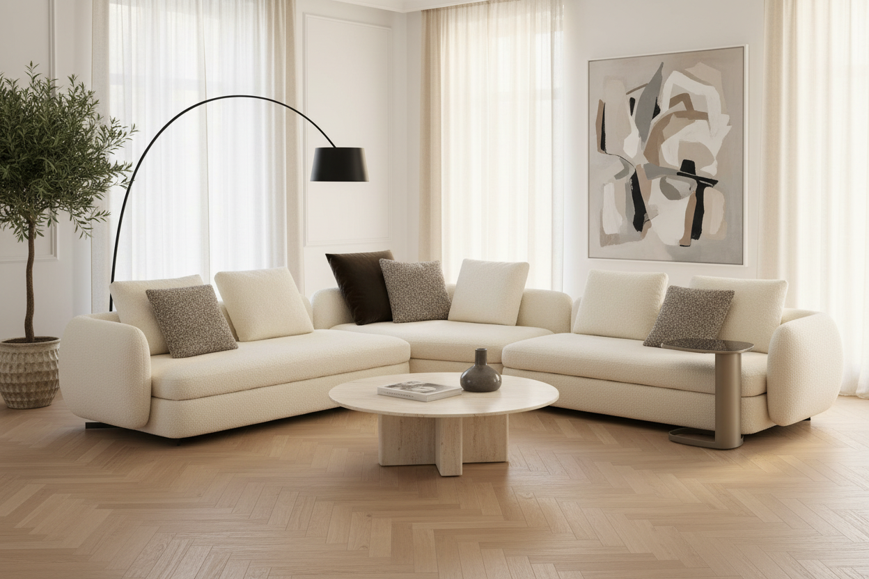 Tondo U-shape modular sectional sofa — grand luxury living room interior lifestyle