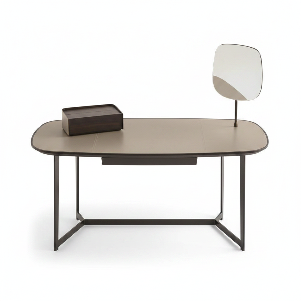 Top view of Ovale dressing table with square mirror