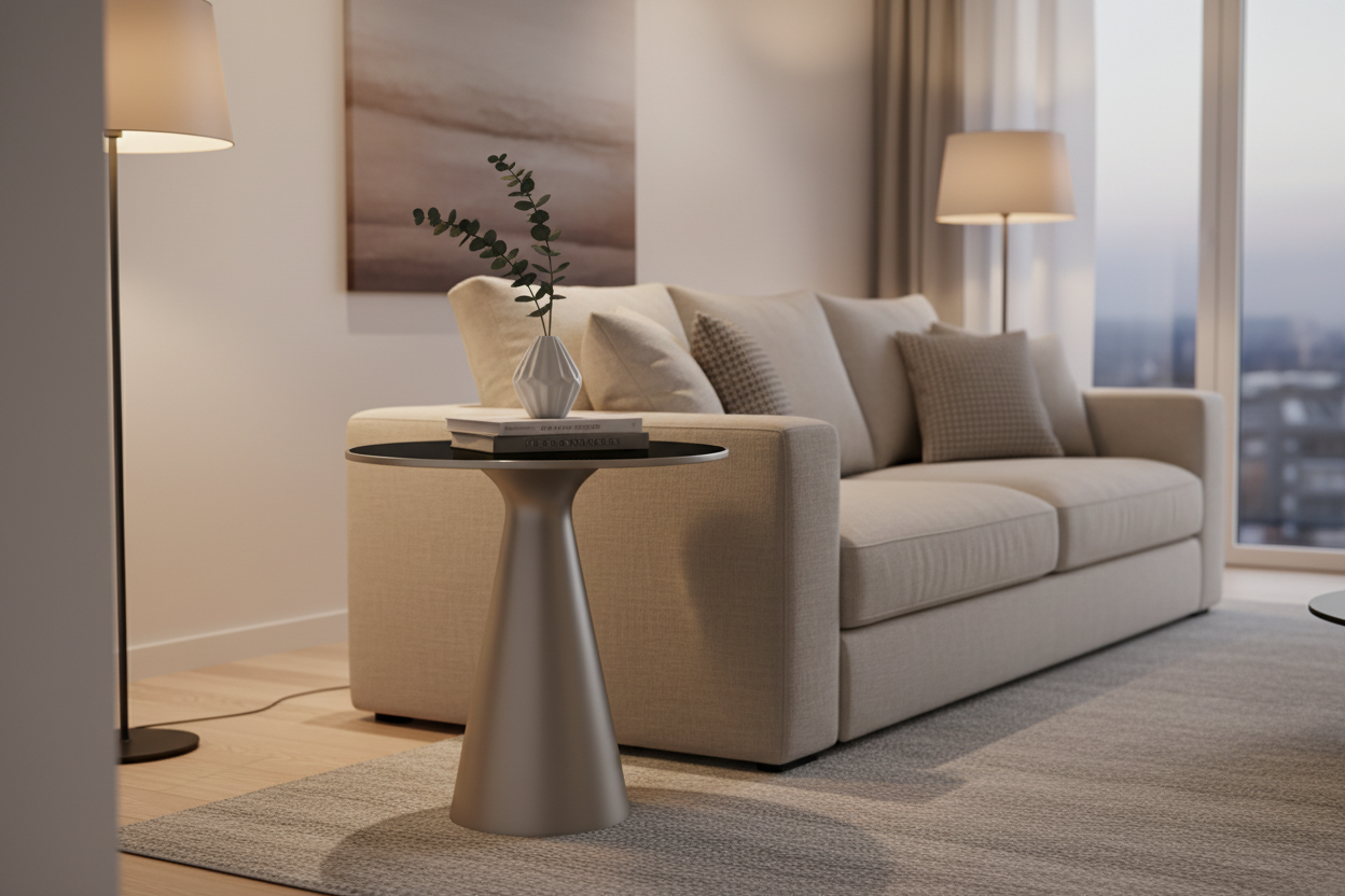 Volca Side Table in a modern luxury living room interior