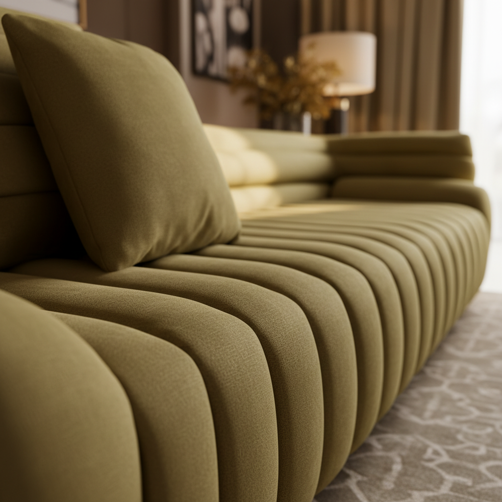 Stria sofa close-up channel tufting detail