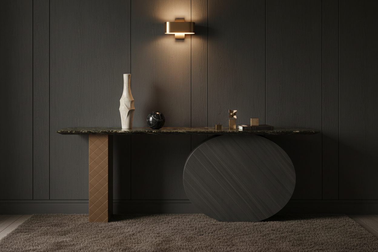 Orbis Console Table — full interior context