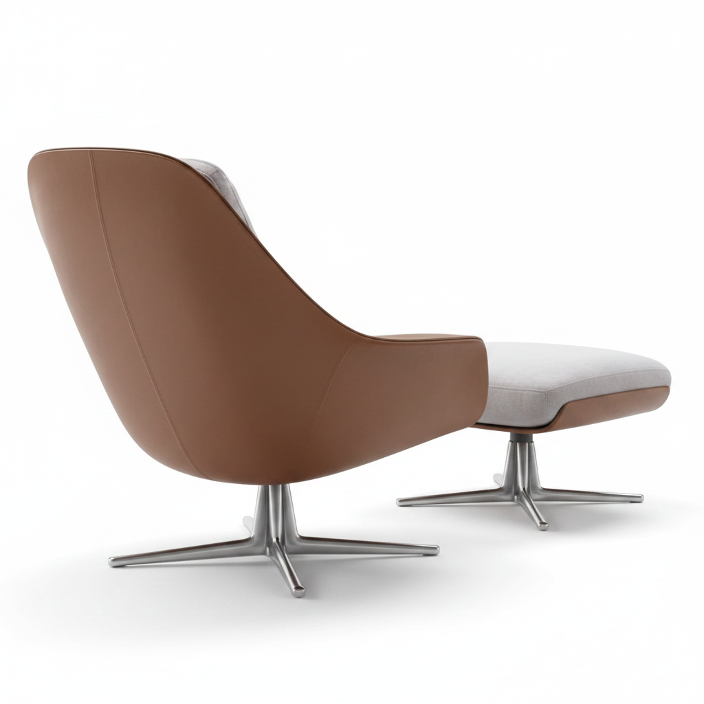 Calla Swivel Lounge Chair & Ottoman — rear view