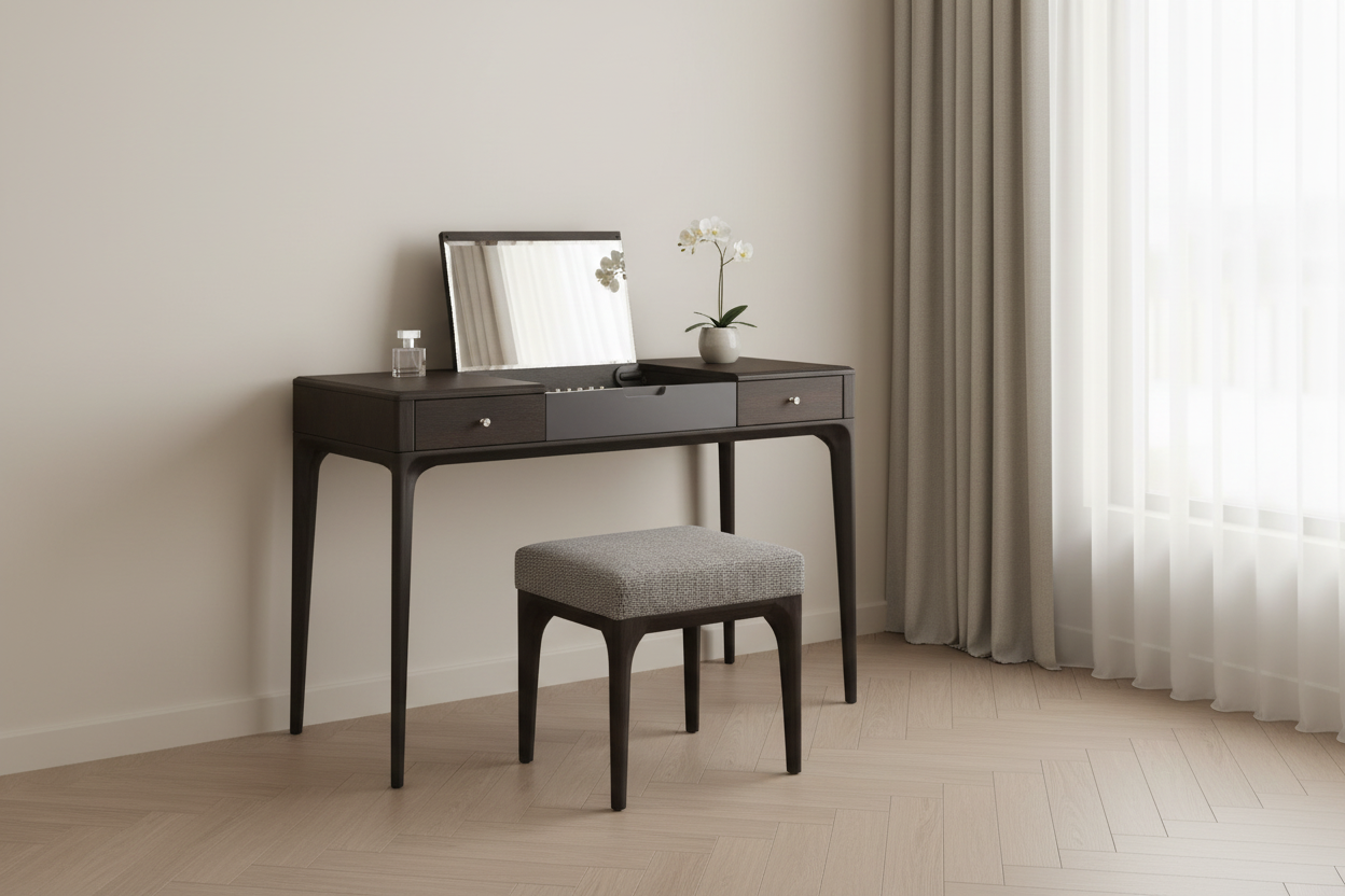 Velara dressing table in a modern luxury bedroom setting