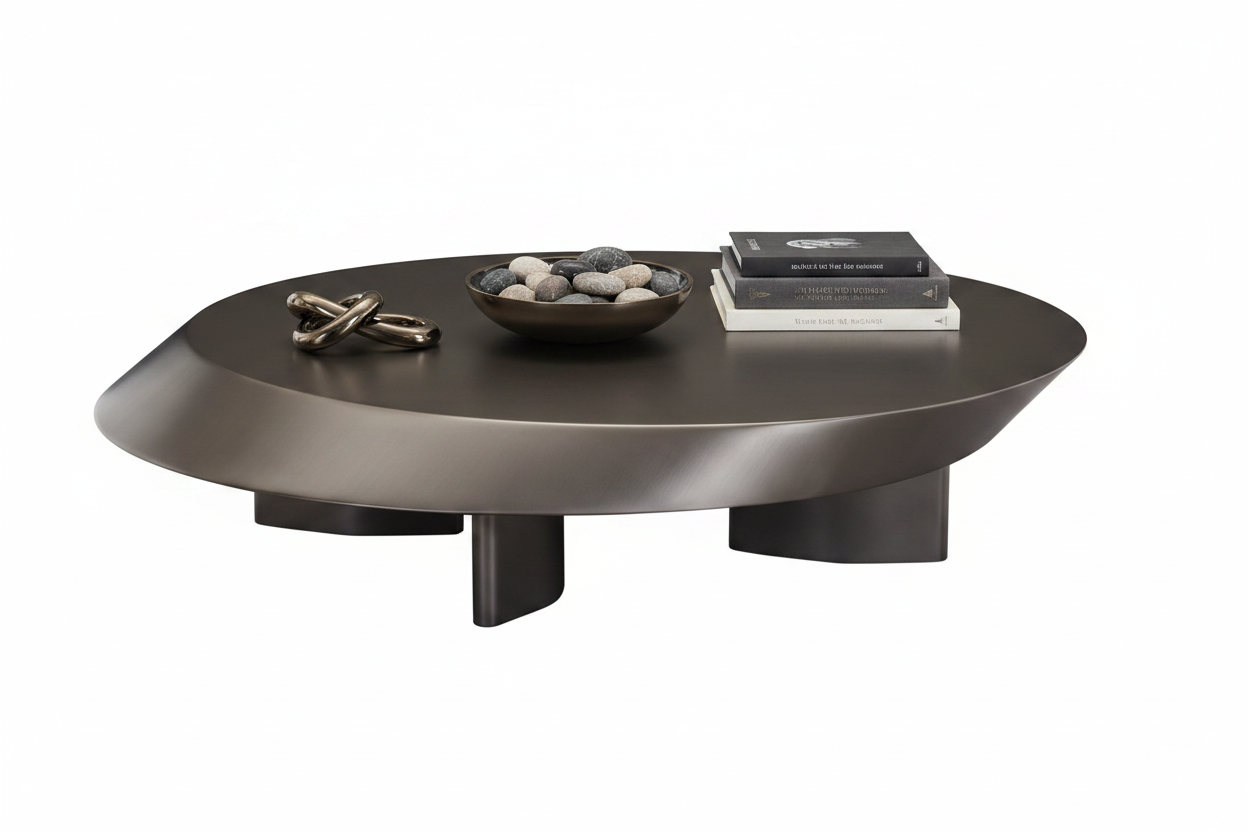 Vaulto Oval Bevelled Coffee Table styled with accessories