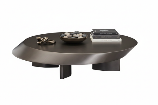 Vaulto Oval Bevelled Coffee Table styled with accessories