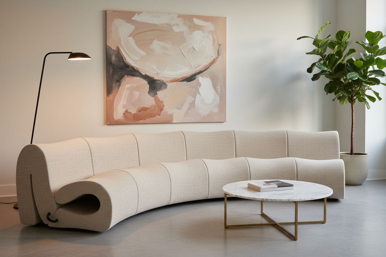 Voluta curved modular sectional sofa — interior lifestyle context