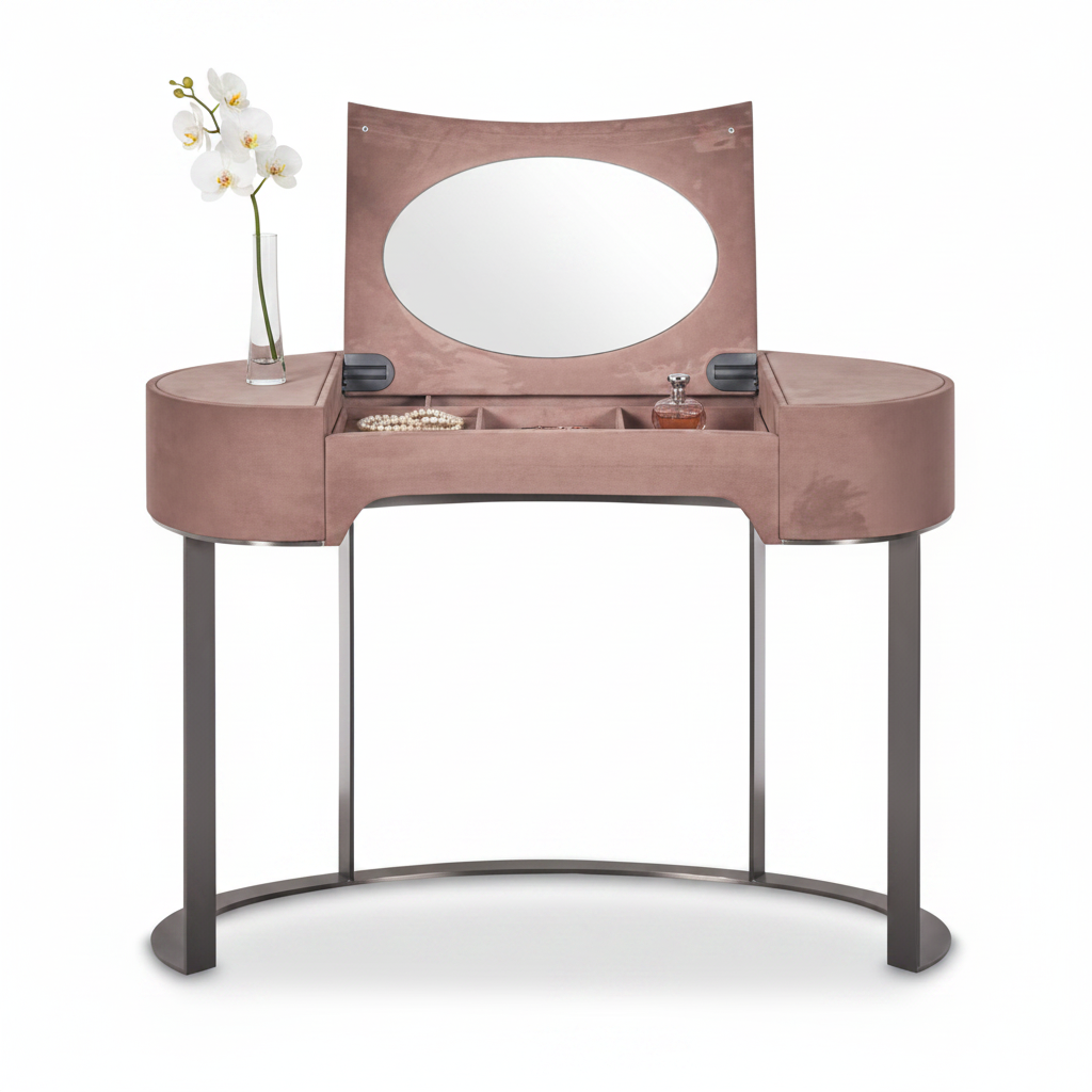 Luna dressing table styled with jewellery and orchid accessories