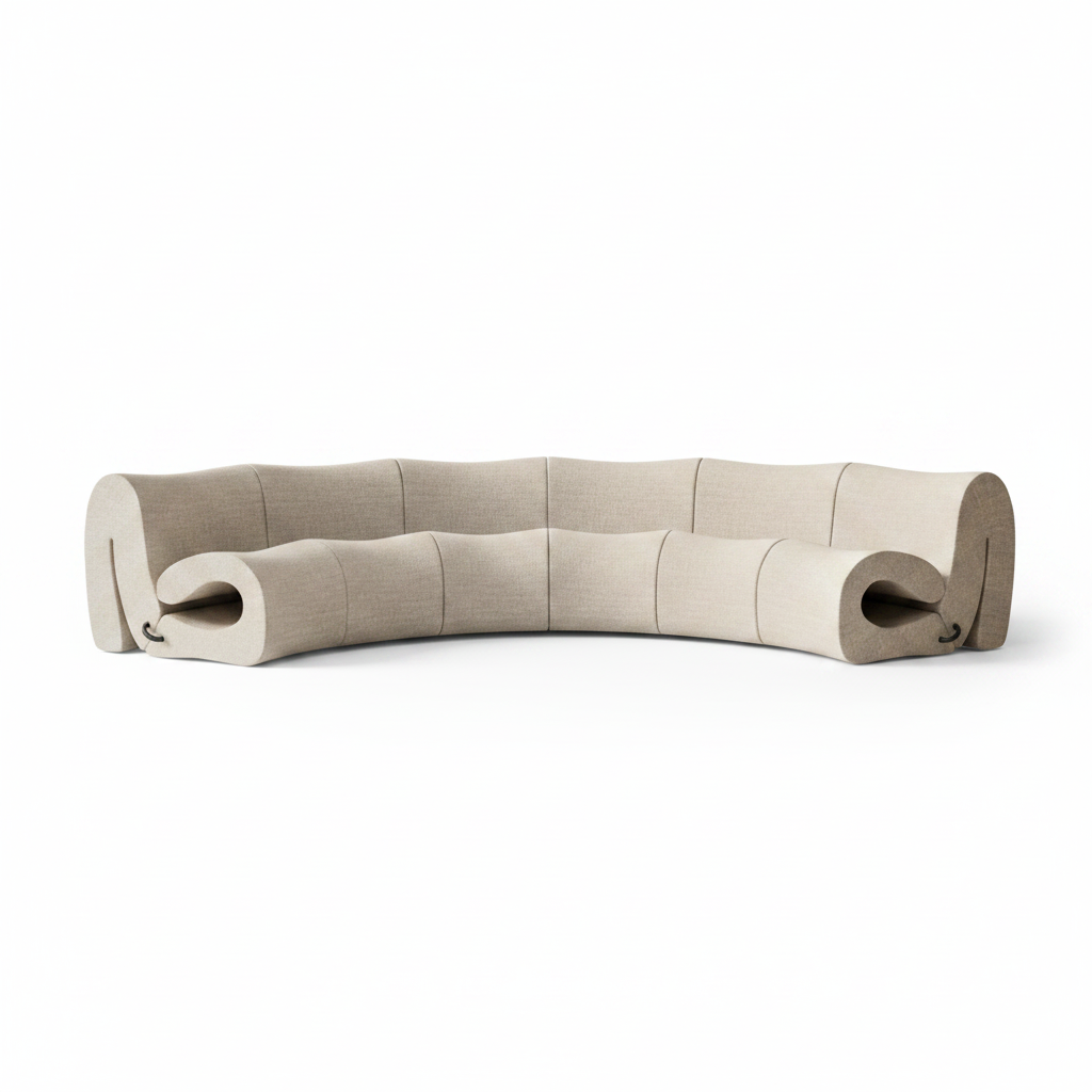 Voluta curved modular sectional sofa — side profile