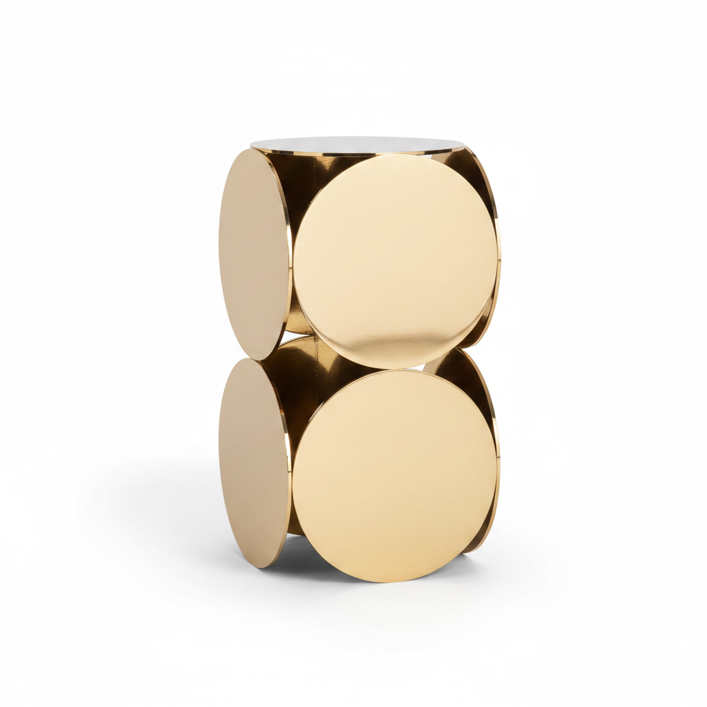 Orbis Side Table gold finish side profile view, white background