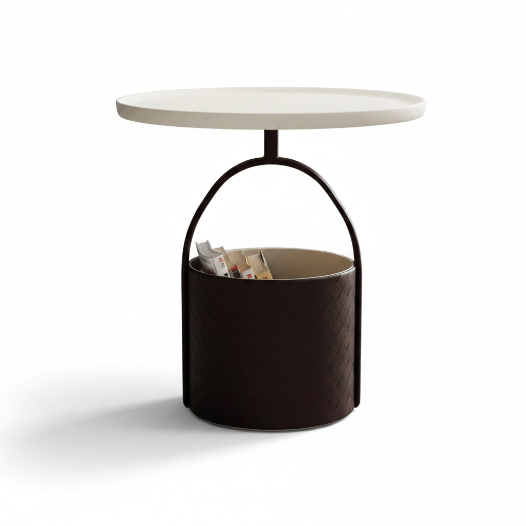 Cesto Side Table side profile view, white background