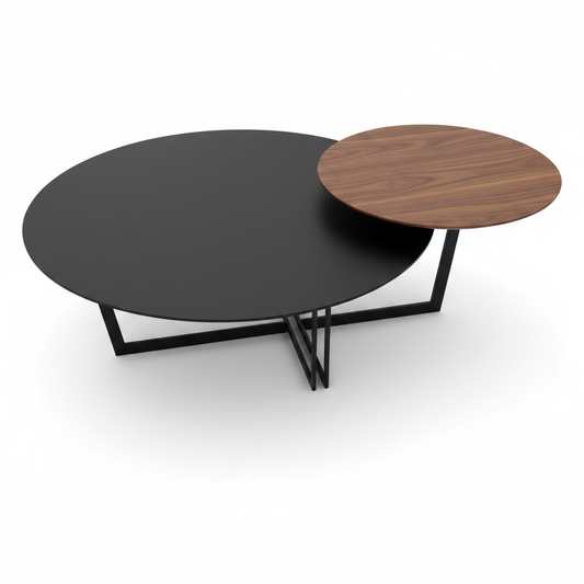Gemino Dual-Level Round Coffee Table Set top view