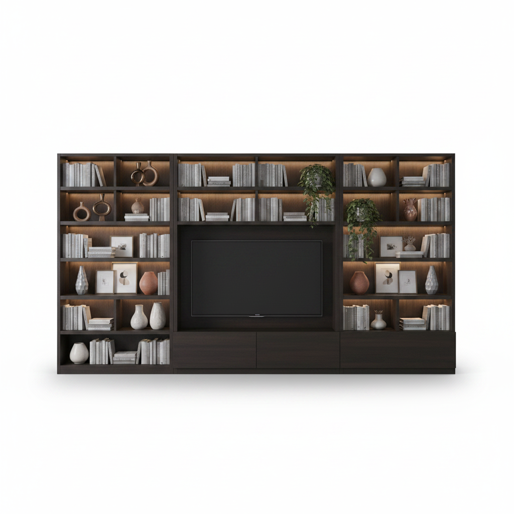 Corvara Wall System styled with books, ceramics and art objects