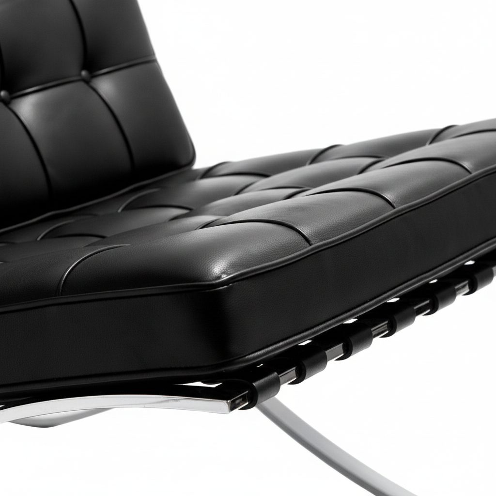 Arcus Lounge Chair & Ottoman — tufted leather detail close-up