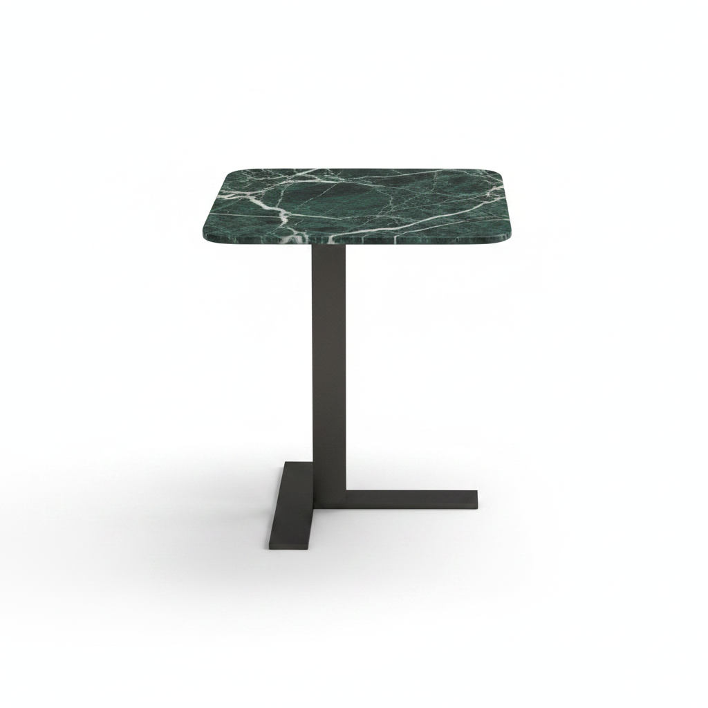 Latus Laptop Table top view, emerald marble, white background