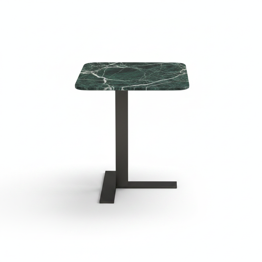 Latus Laptop Table top view, emerald marble, white background