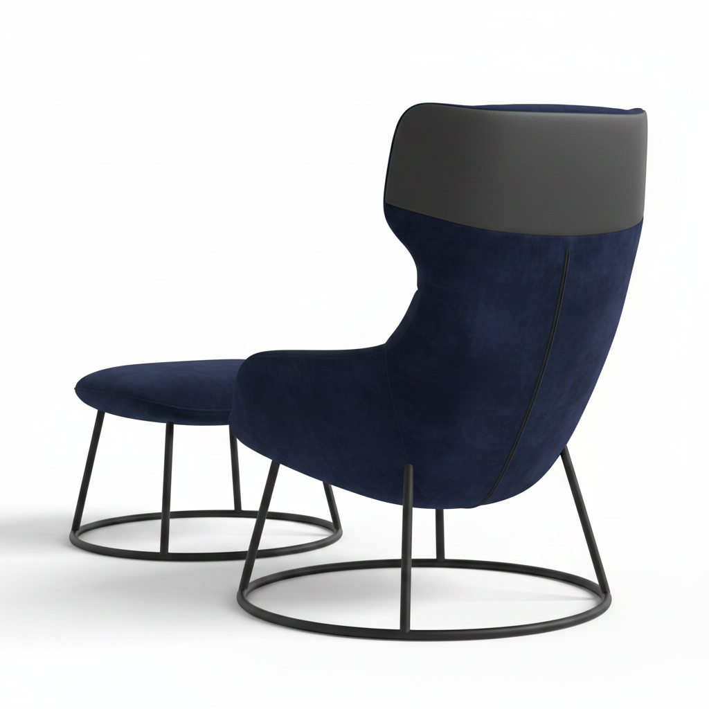 Sereno High-Back Chair & Ottoman — rear view