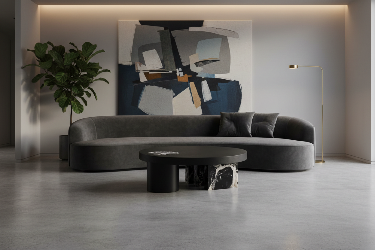 Obsidio Round Coffee Table in luxury living room