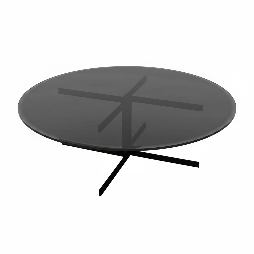 Cruxis Round Smoked Glass Coffee Table top view